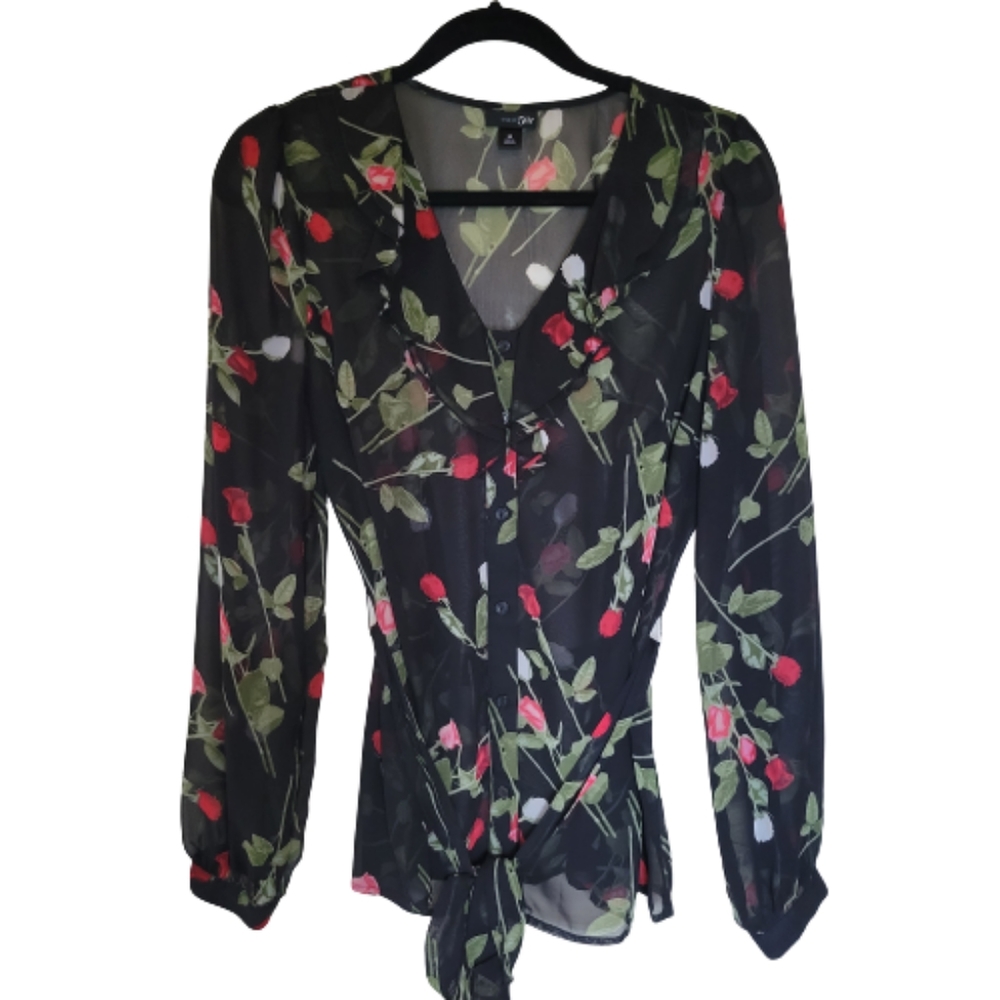 East 5th Black Floral Blouse